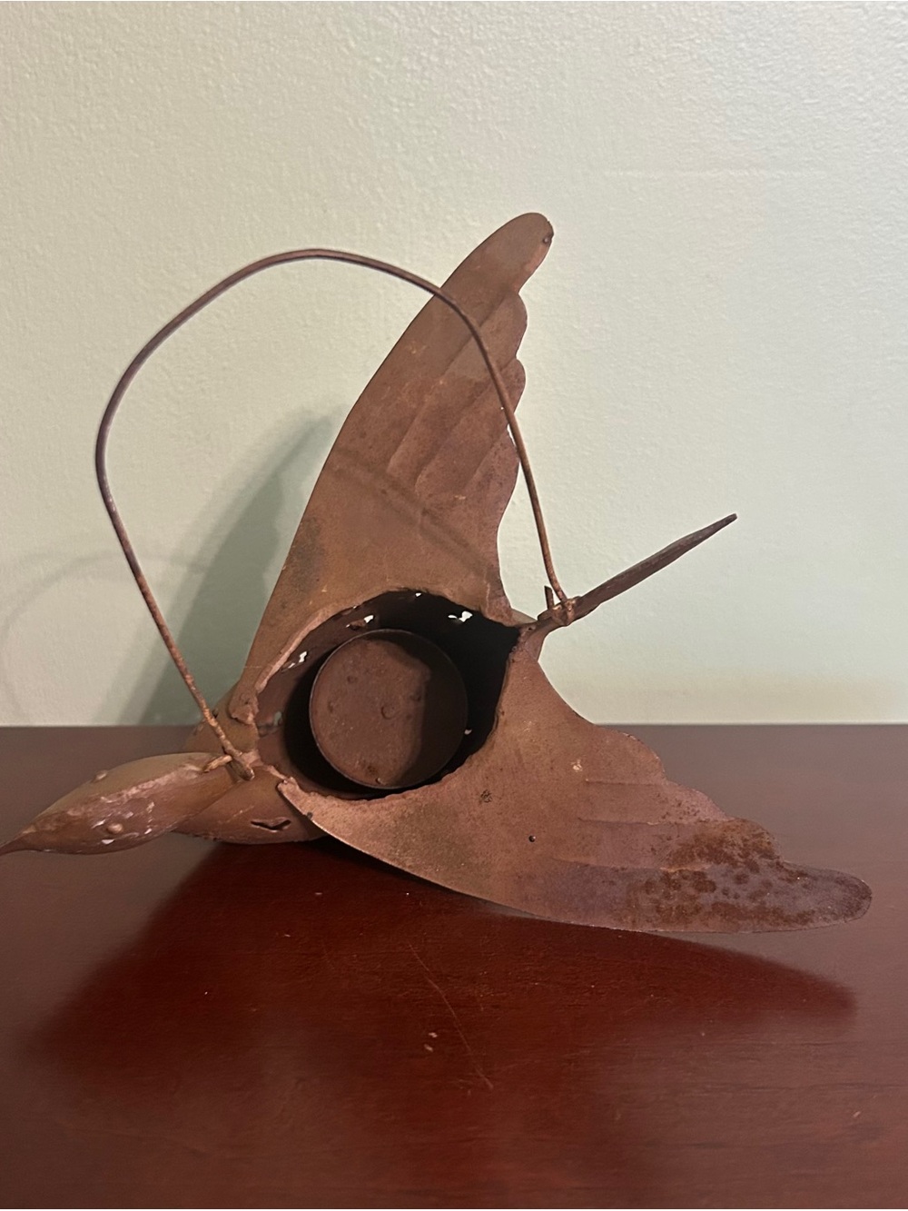 🍀VTG Rust Brown Decorative Metal Bird Lantern - Rustic Pet Bird Accent - Picture 2 of 3